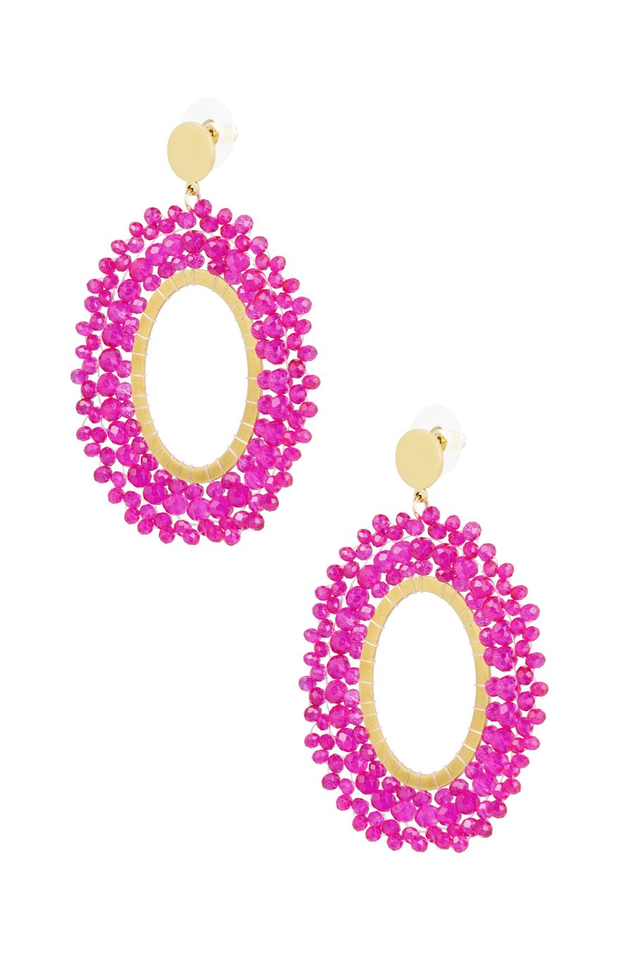 Statement Ohrringe Pink mit Kristallperlen