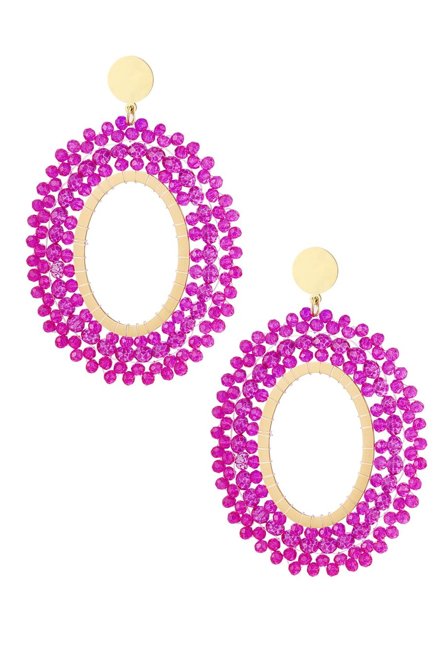 Statement Ohrringe Fuchsia mit Kristallperlen