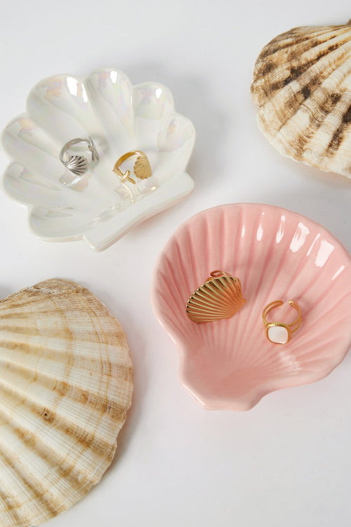Elegante Schmuckschale in Muscheloptik - Keramikschale für Schmuck und Deco