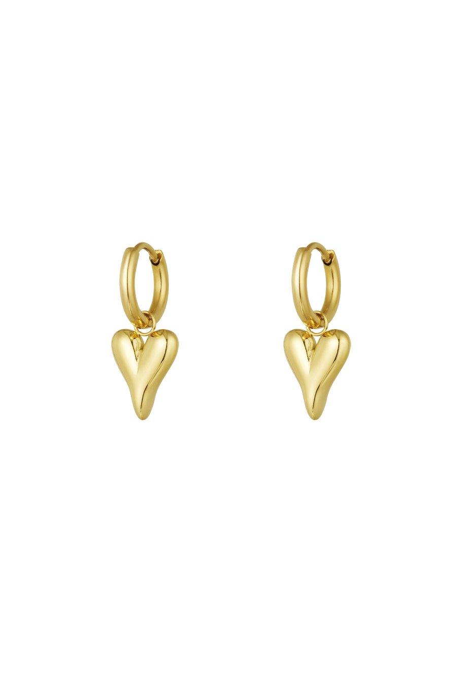 Goldene Creolen mit Herz-Anhängern - Elegante Ohrringe für Damen