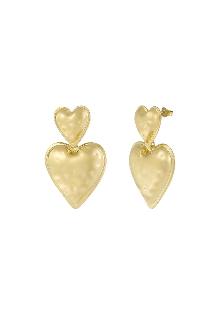 Goldene Herz-Ohrringe - feminines Design mit doppeltem Herz